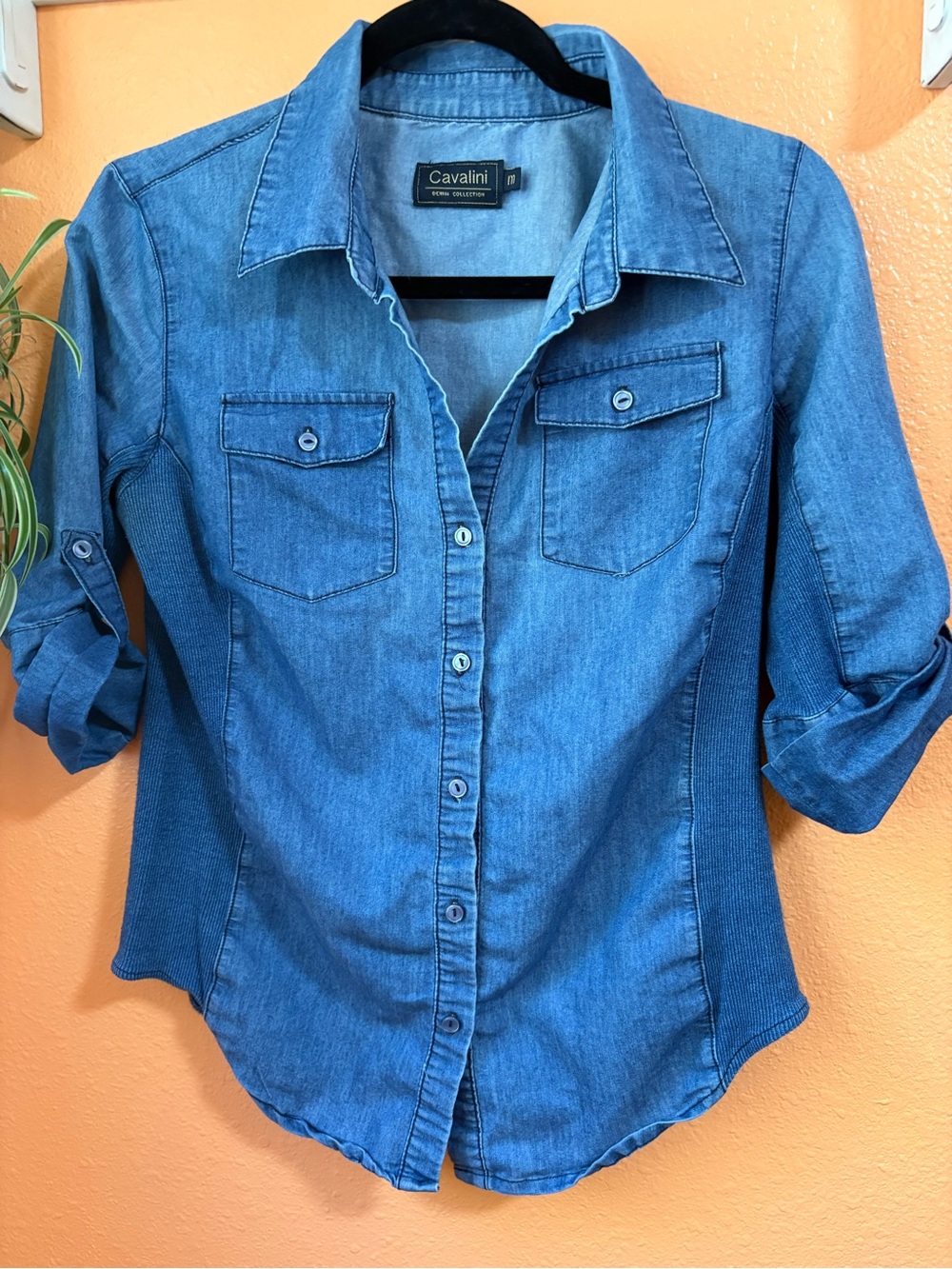 Cavalini Light Blue Denim Shirt with Navy Label